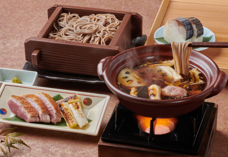 かごの屋 合鴨と加賀れんこんのせいろそば～さば棒寿司付～